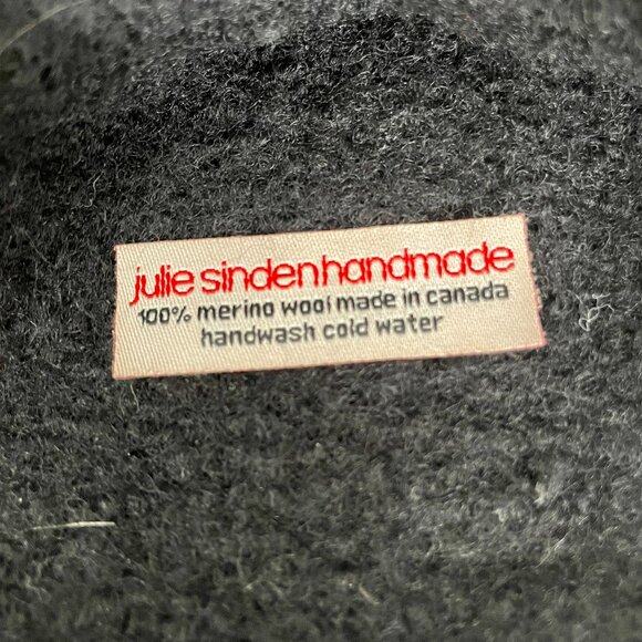 Julie Sinden Handmade Merino Wool Beanie Hat, Black With White Skull Detail - Picture 4 of 4